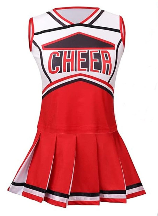 GRAJTCIN Cheerleader Outfit for Girls Cheer Uniform Cheerleading Costume Halloween Christmas Dress for 6-7 Years (130, Red) - Image 3